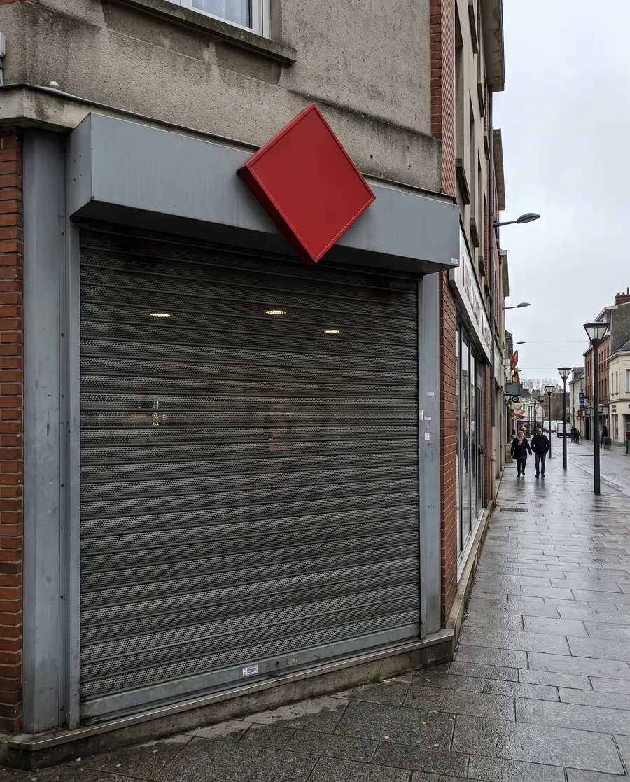 Rideau métallique baissé devant un tabac-presse